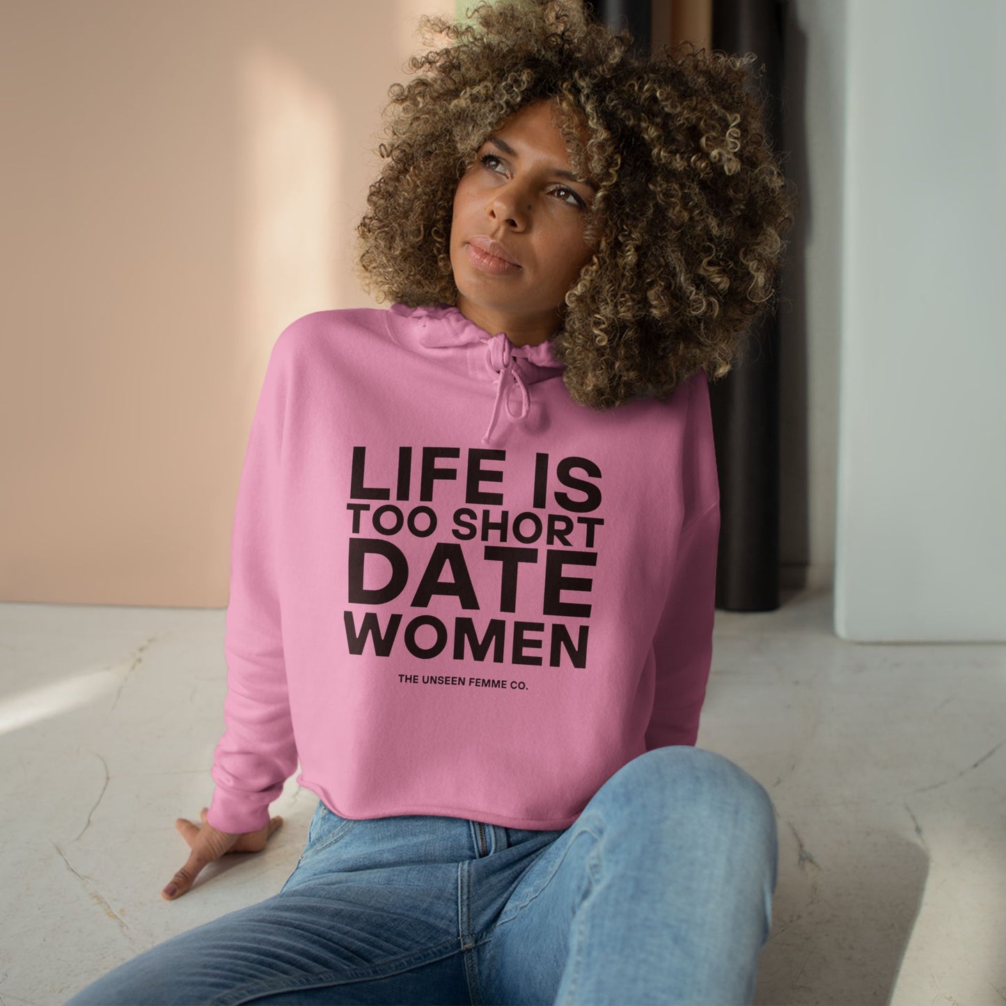Life is Short Date Women Crop Hoodie - Trendy Women's Apparel