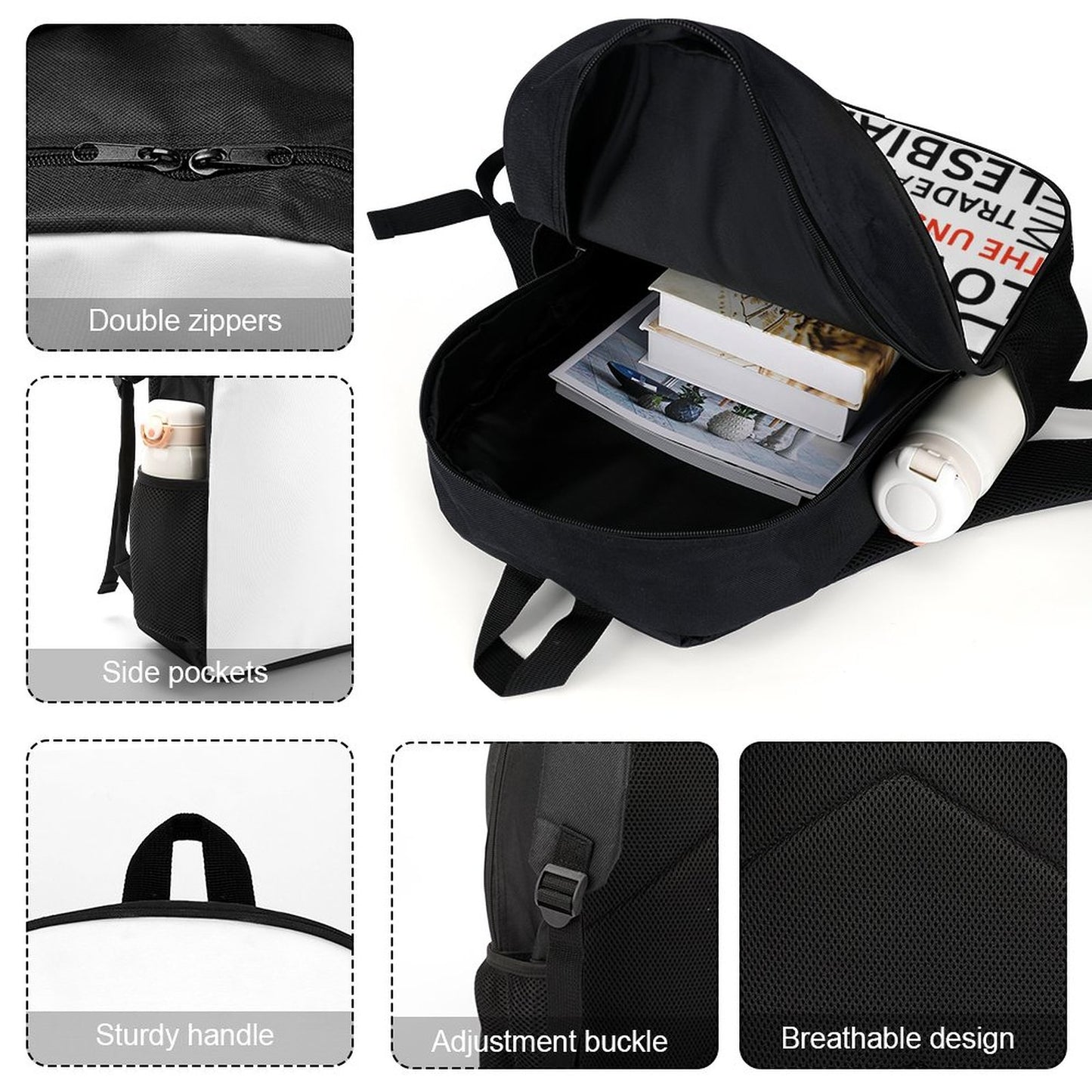 Gay Words 17 inch White & Black BackPack