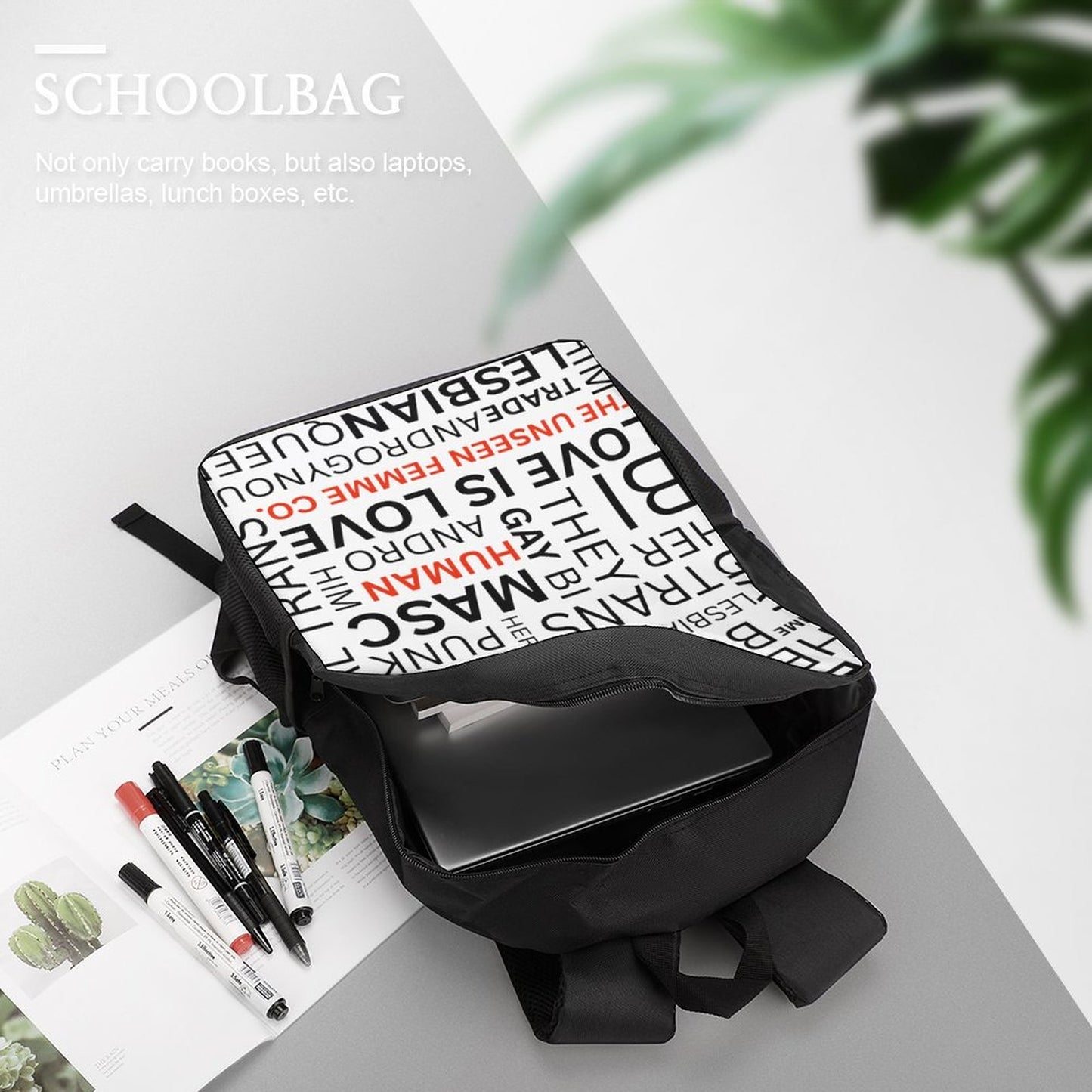 Gay Words 17 inch White & Black BackPack