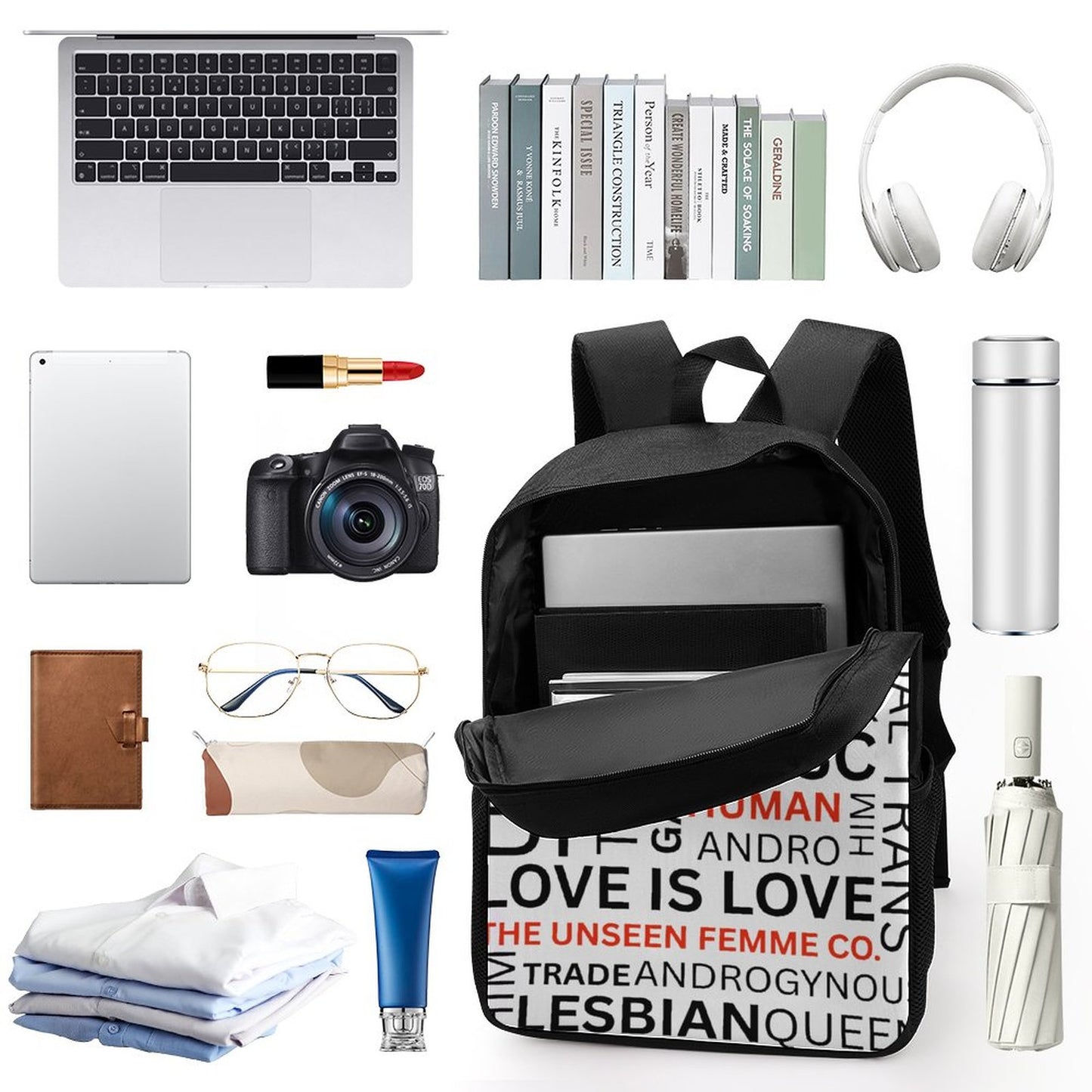 Gay Words 17 inch White & Black BackPack