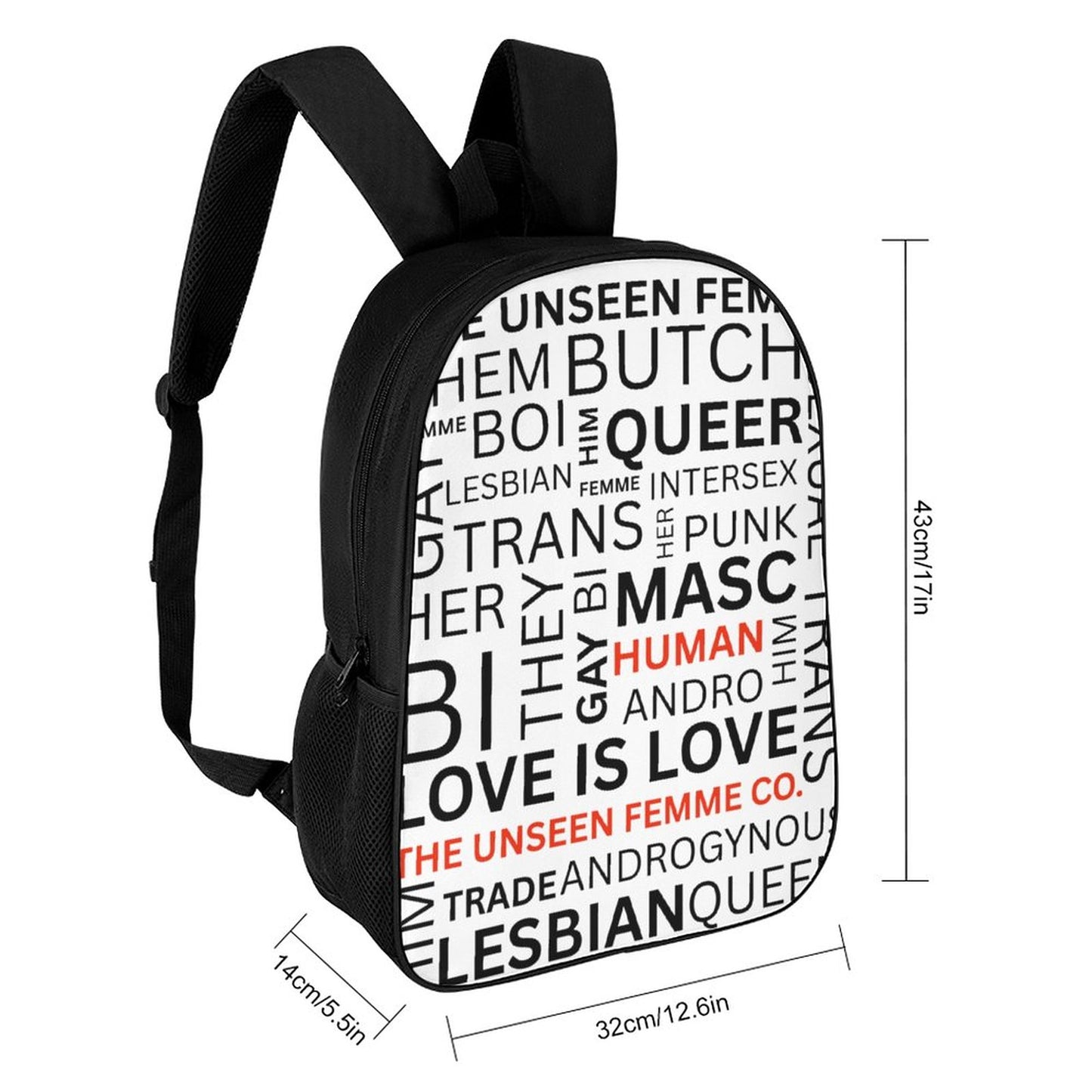 Gay Words 17 inch White & Black BackPack