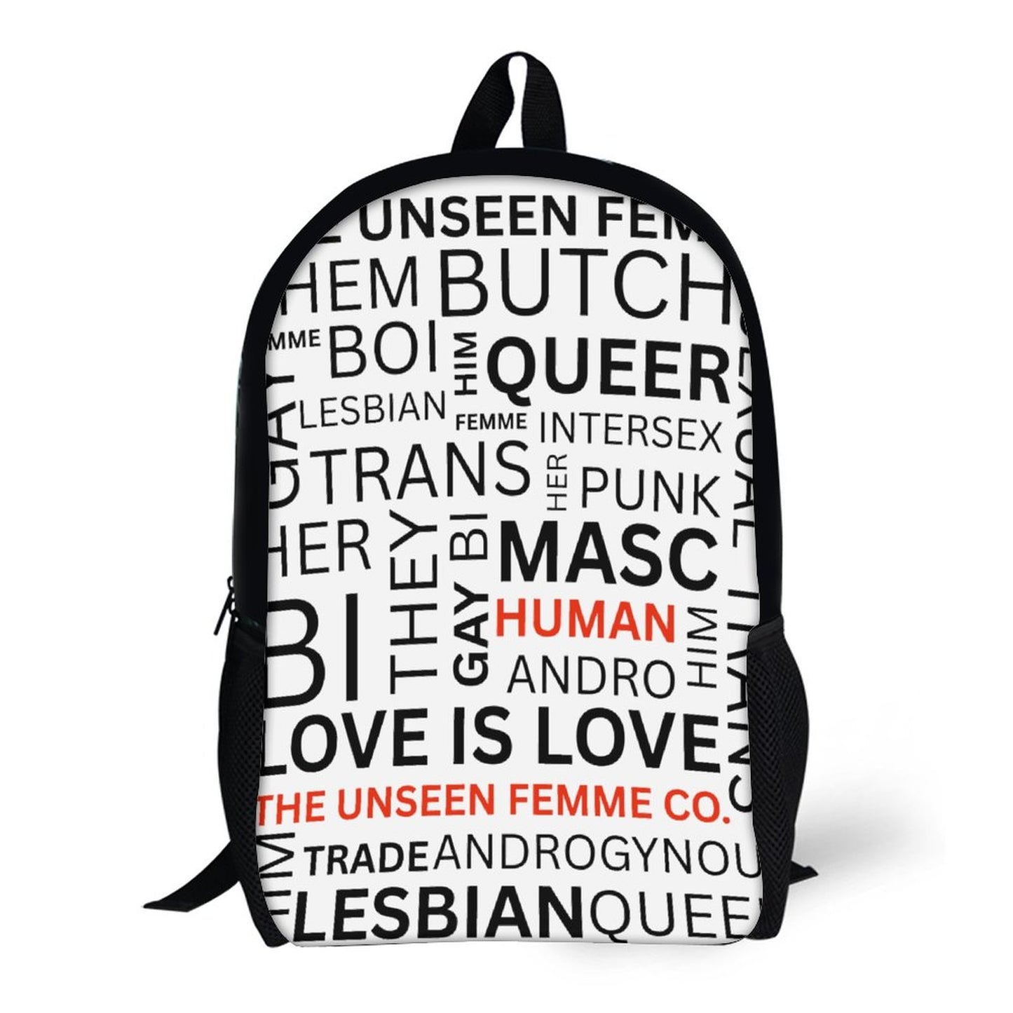 Gay Words 17 inch White & Black BackPack