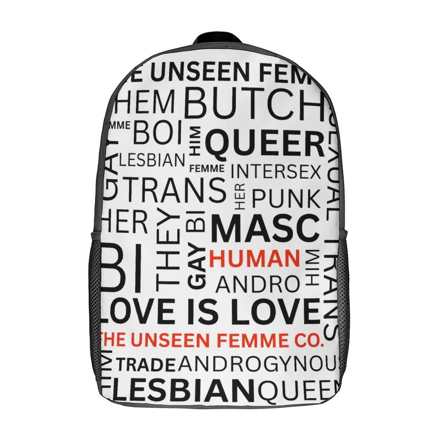 Gay Words 17 inch White & Black BackPack