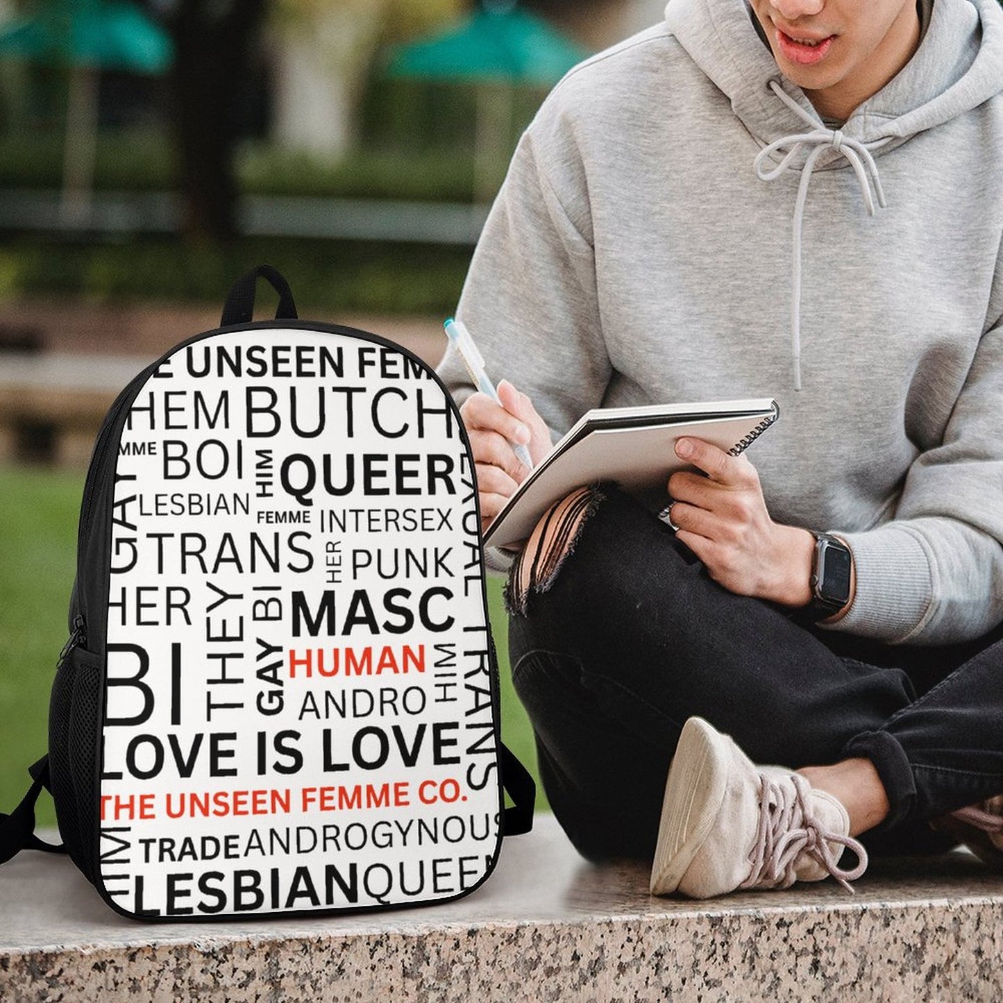 Gay Words 17 inch White & Black BackPack