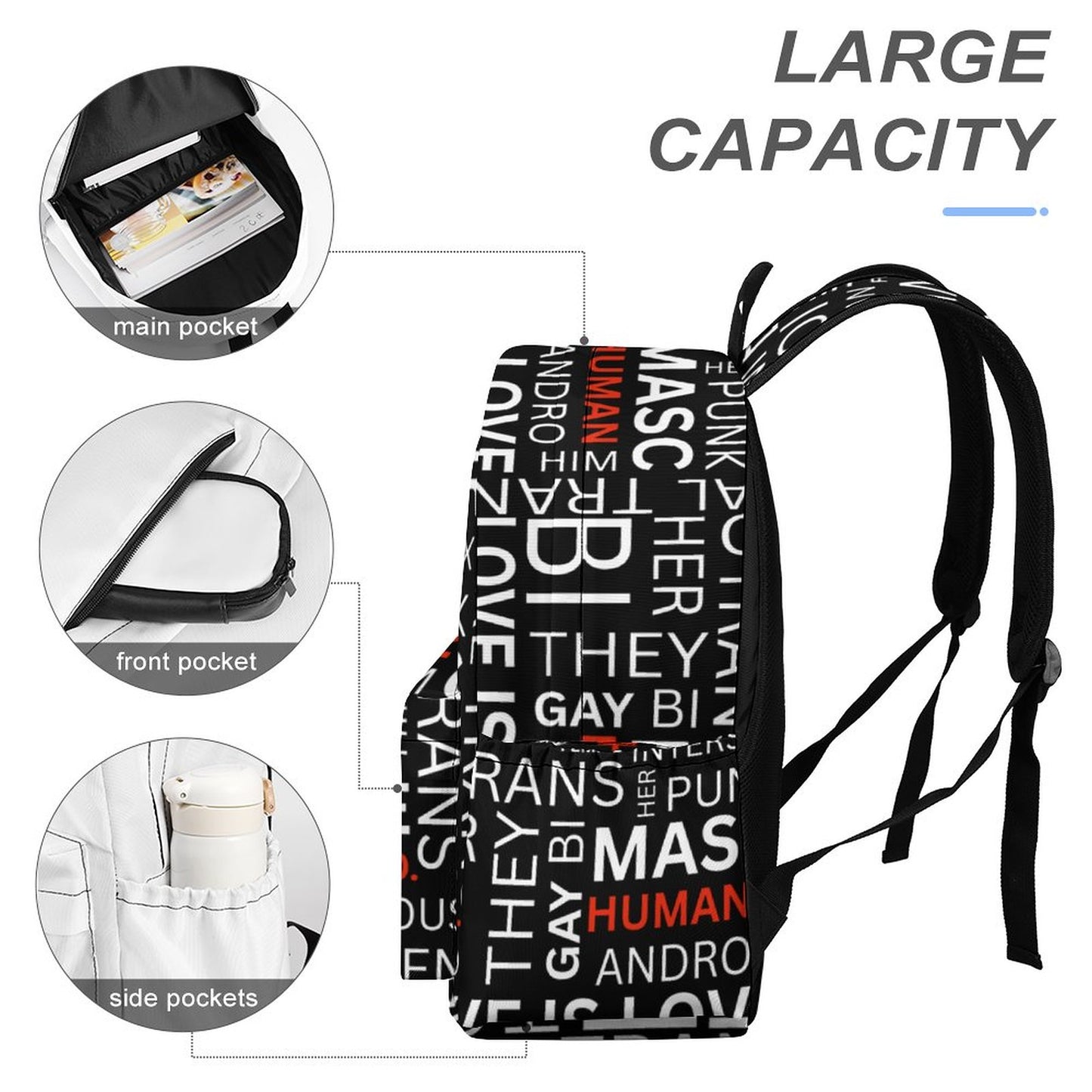 Gay Words Backpack Black