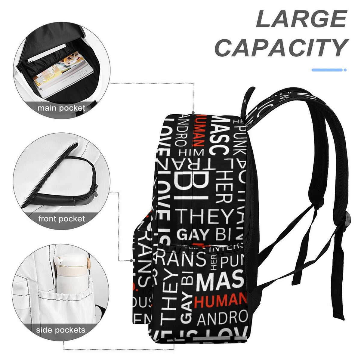 Gay Words Backpack Black
