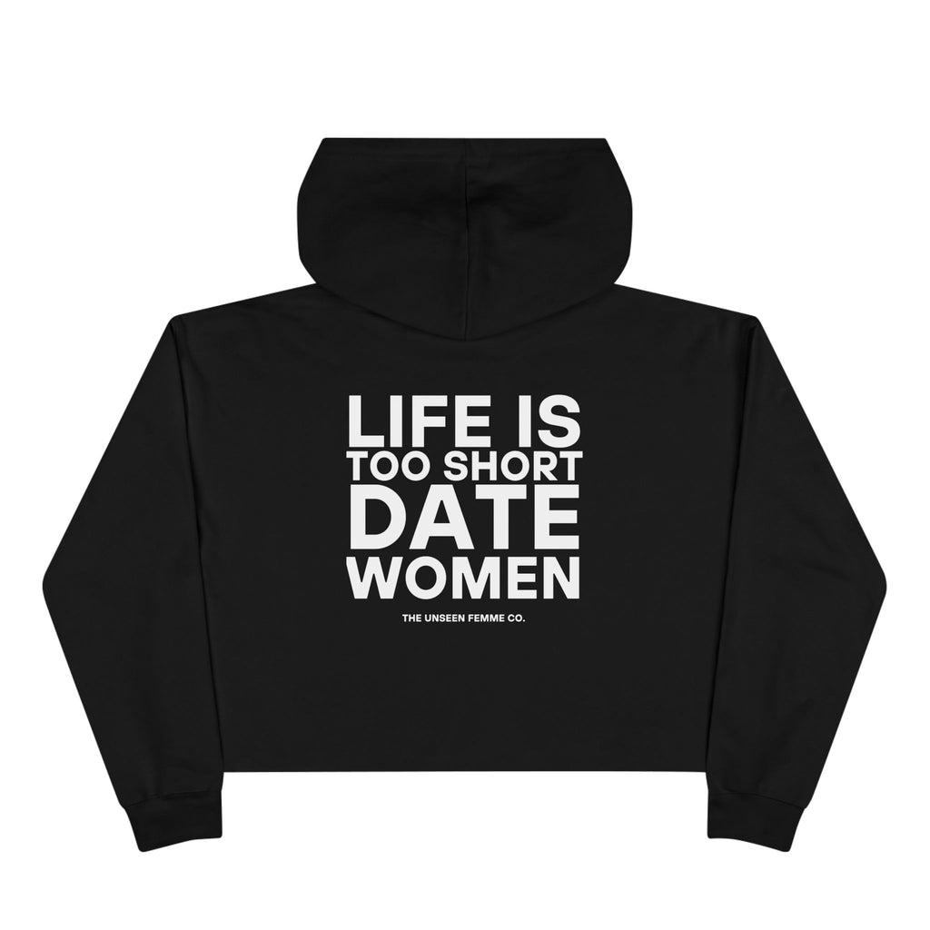 Life is Short Date Women Crop Hoodie - Trendy Women's Apparel