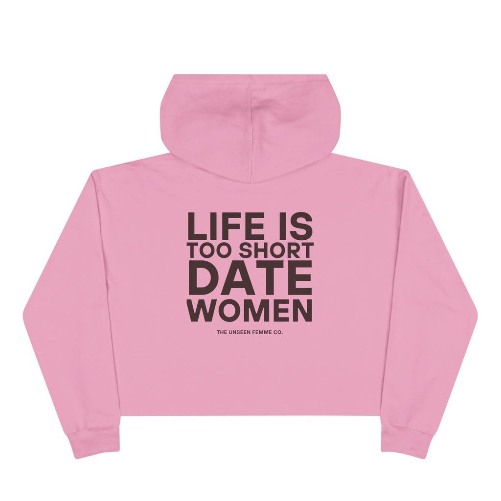 Life is Short Date Women Crop Hoodie - Trendy Women's Apparel