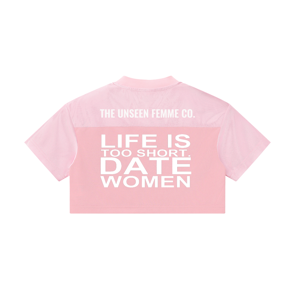 LIFE IS TOO SHORT DATE Women’s Cropped V-Neck Jersey