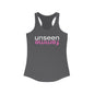 Gray tank top with 'unseen femme' text on a white background