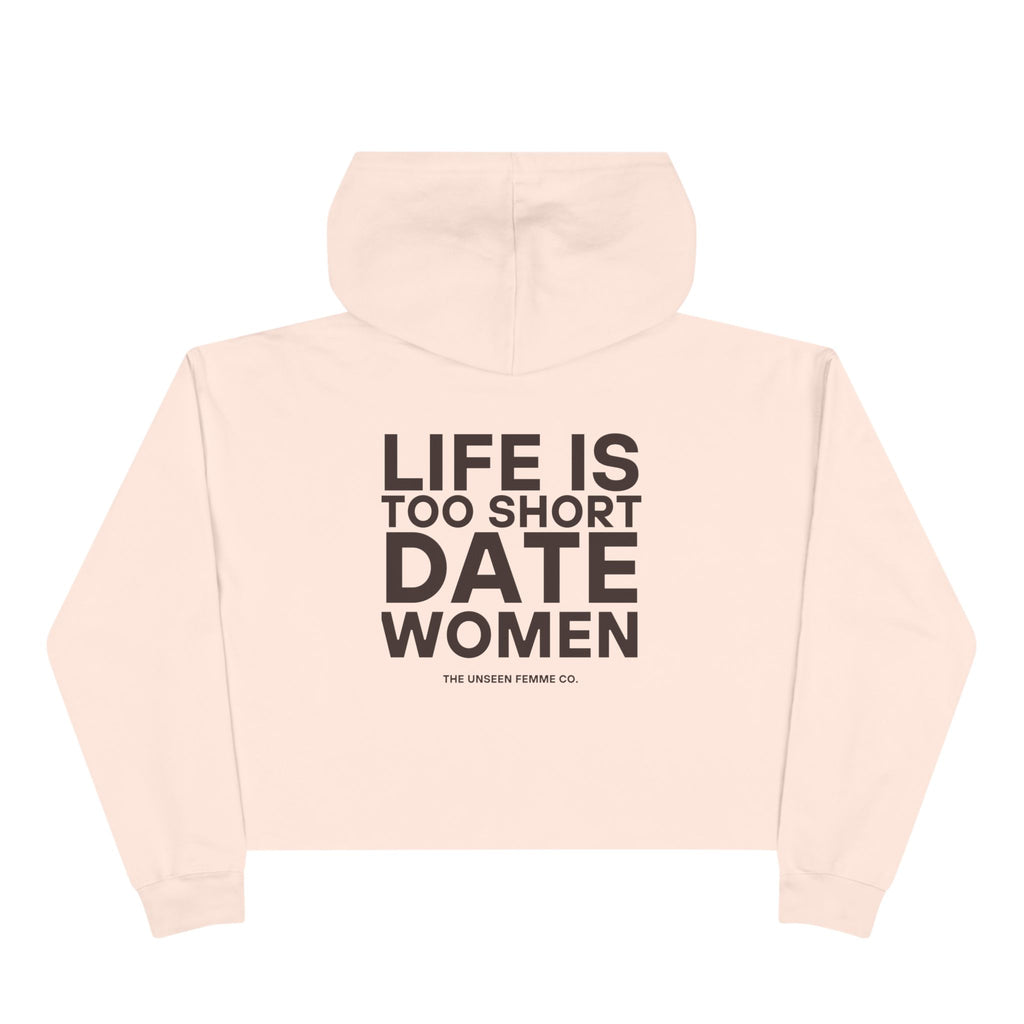 Life is Short Date Women Crop Hoodie - Trendy Women's Apparel