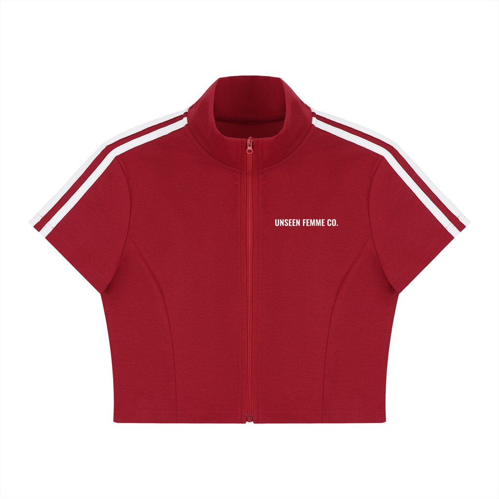 UNSEEN FEMME CO. Women's Cropped Full Zip Short Sleeve T-Shirt