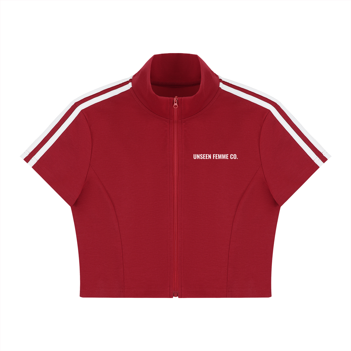 UNSEEN FEMME CO. Women's Cropped Full Zip Short Sleeve T-Shirt