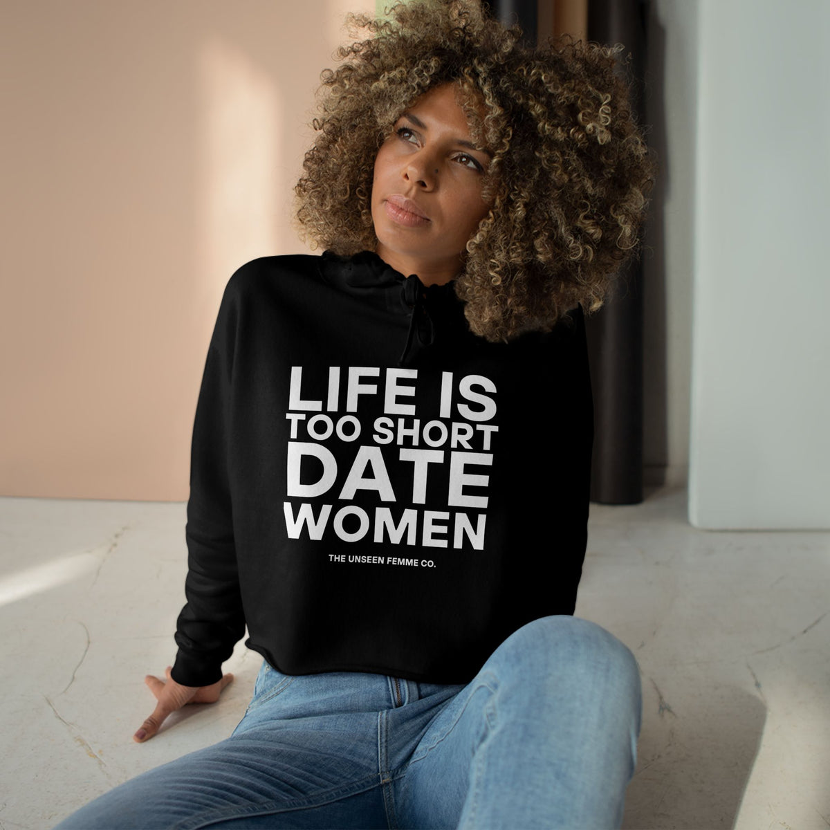 Life is Short Date Women Crop Hoodie - Trendy Women's Apparel