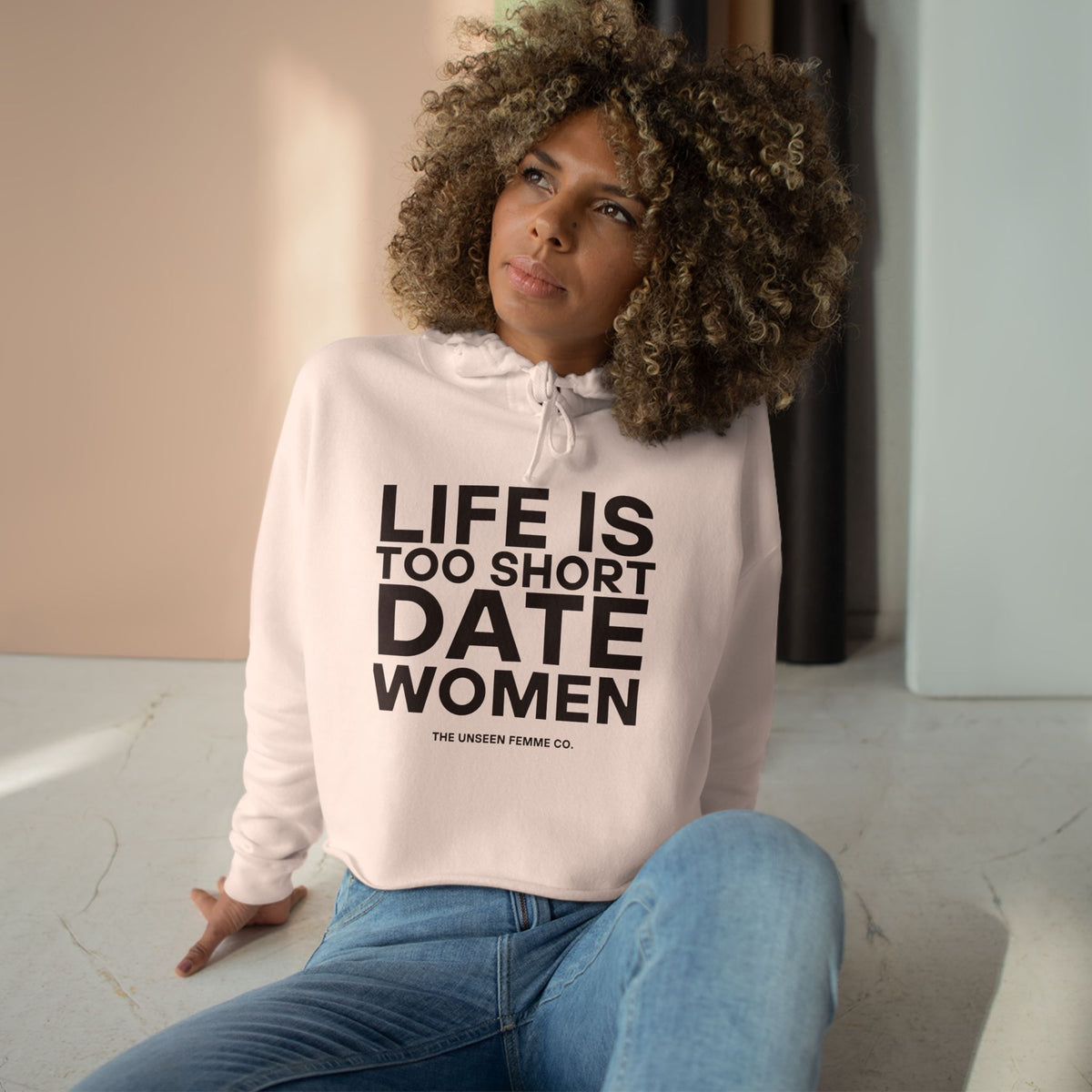 Life is Short Date Women Crop Hoodie - Trendy Women's Apparel