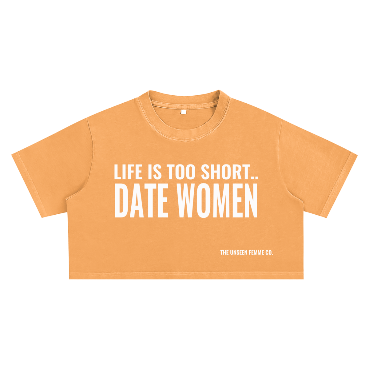 LIFE IS TOO SHORT Snow Washed Crop Top