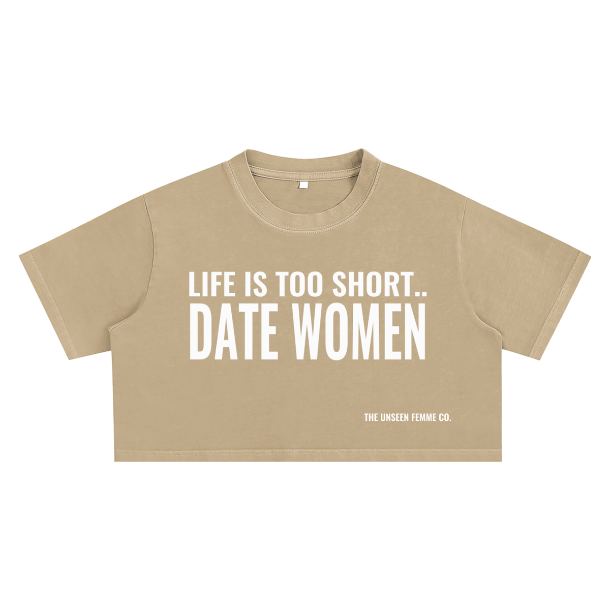 LIFE IS TOO SHORT Snow Washed Crop Top