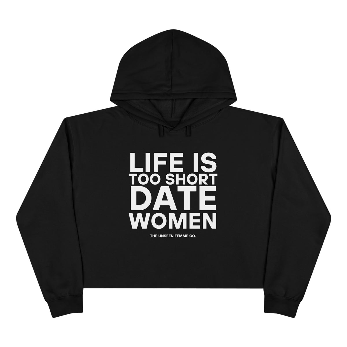 Life is Short Date Women Crop Hoodie - Trendy Women's Apparel