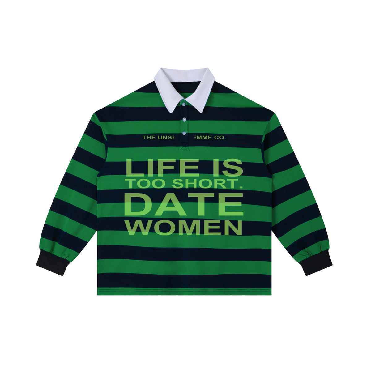 LIFE IS TOO SHORT DATE WOMEN Stripe Polo Shirt