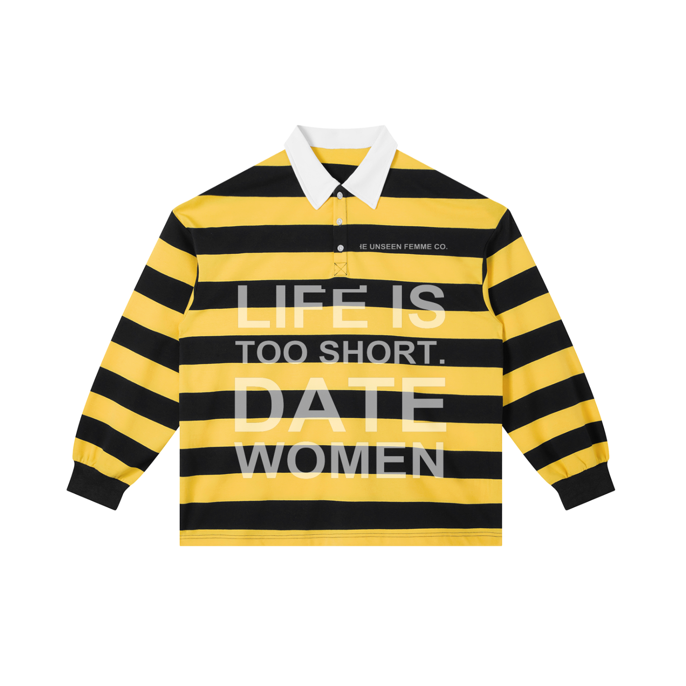 LIFE IS TOO SHORT DATE WOMEN Stripe Polo Shirt