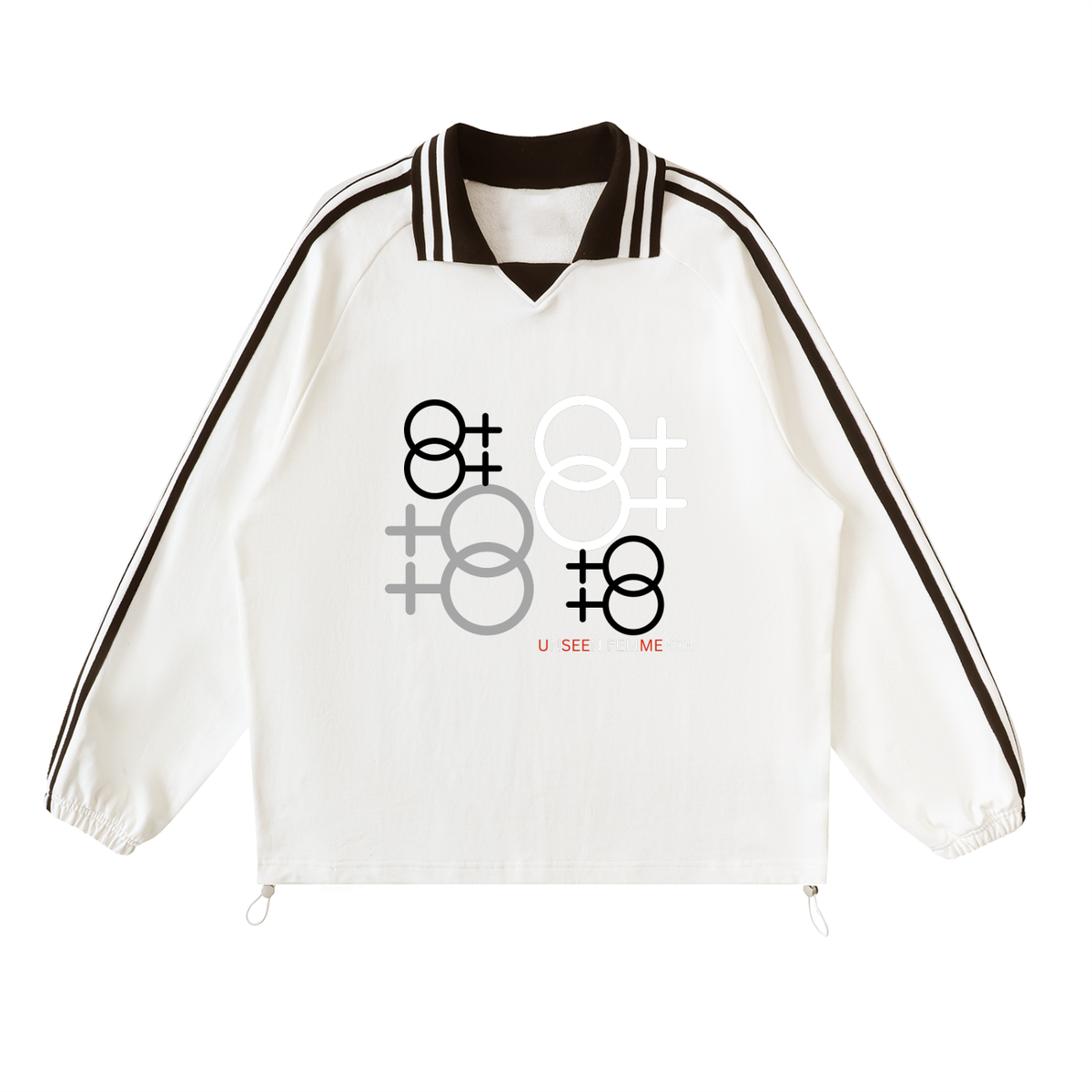 OVERSIZED LESBIAN Striped Lapel Collar Sweatshirt