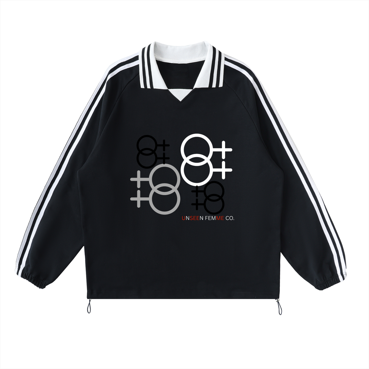 OVERSIZED LESBIAN Striped Lapel Collar Sweatshirt