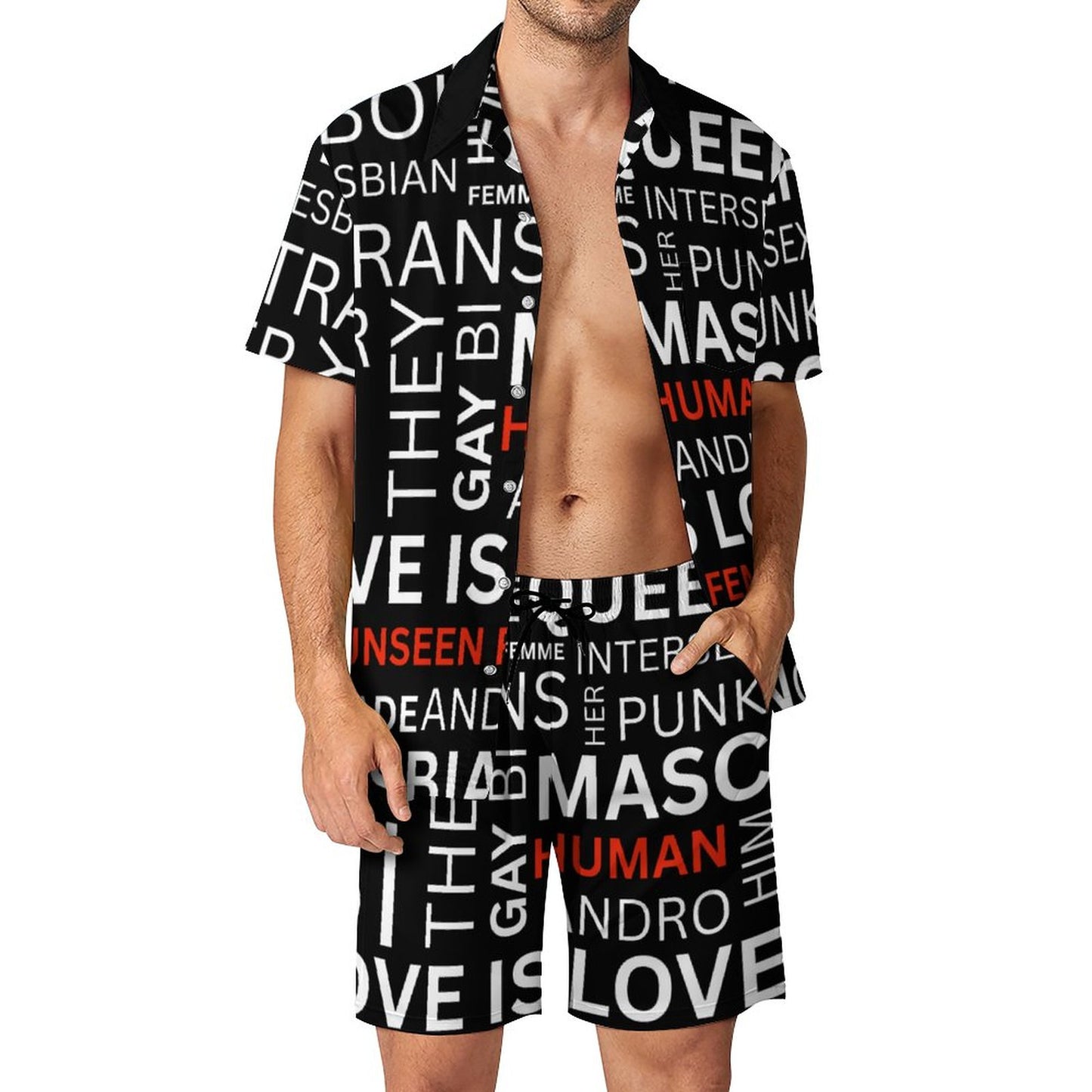 BLACK GAY WORDS SHORT SET
