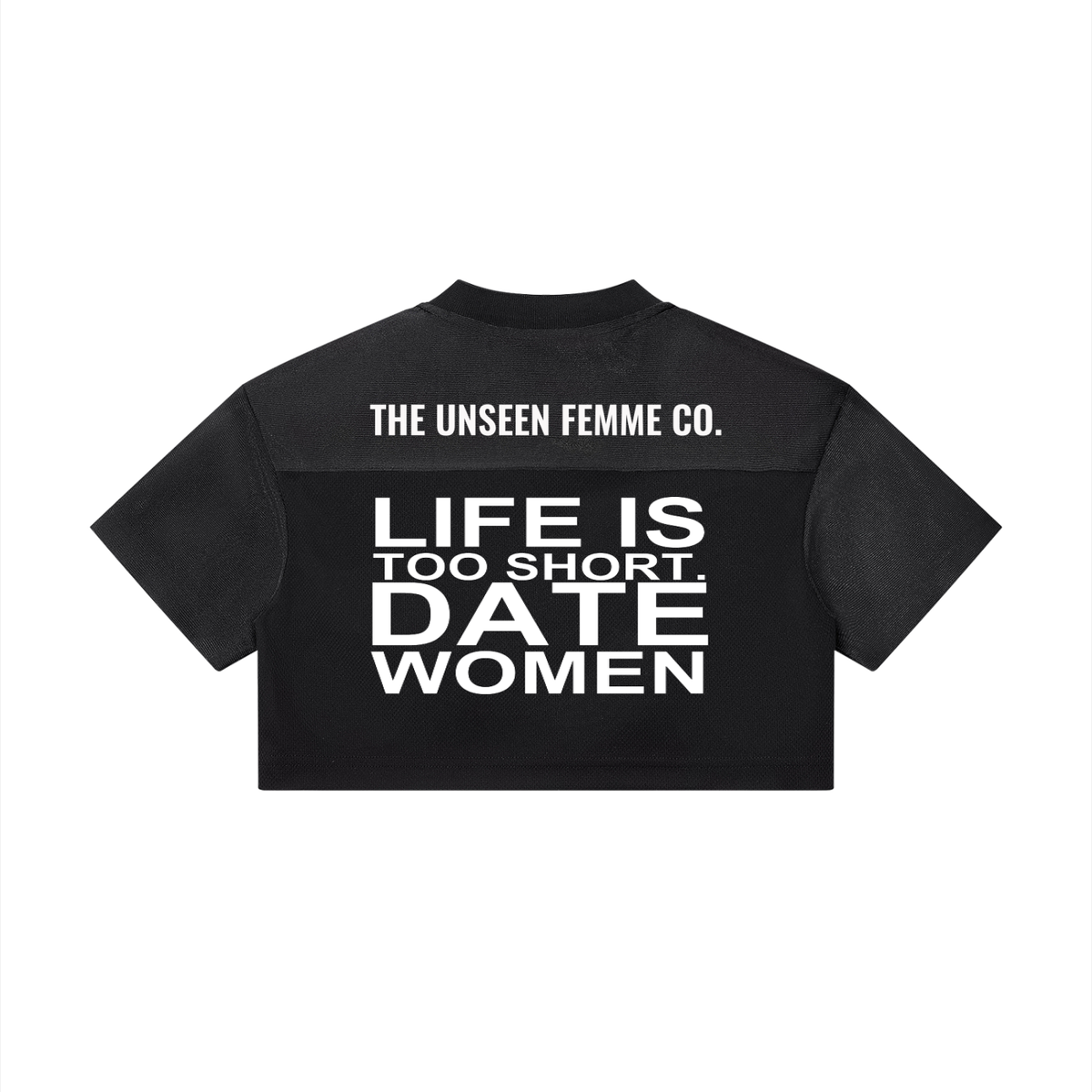 LIFE IS TOO SHORT DATE Women’s Cropped V-Neck Jersey