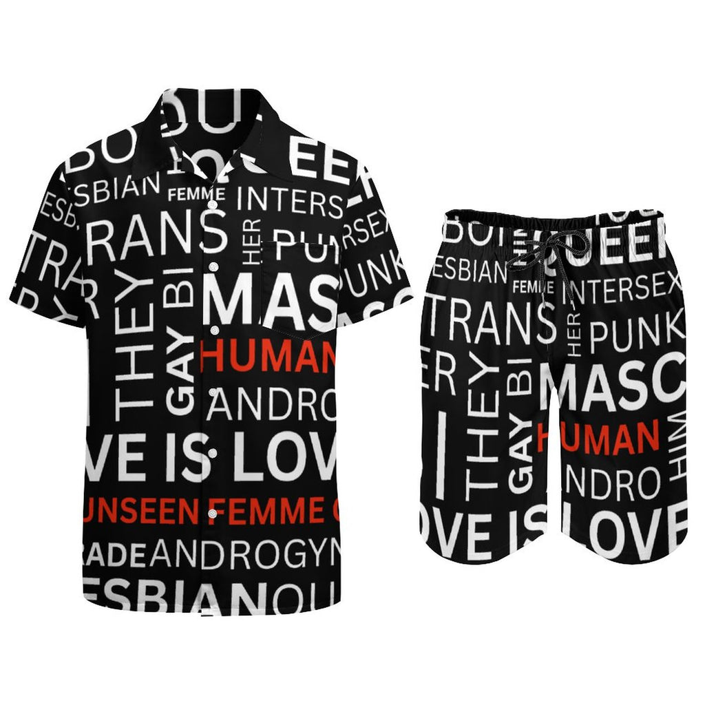 BLACK GAY WORDS SHORT SET