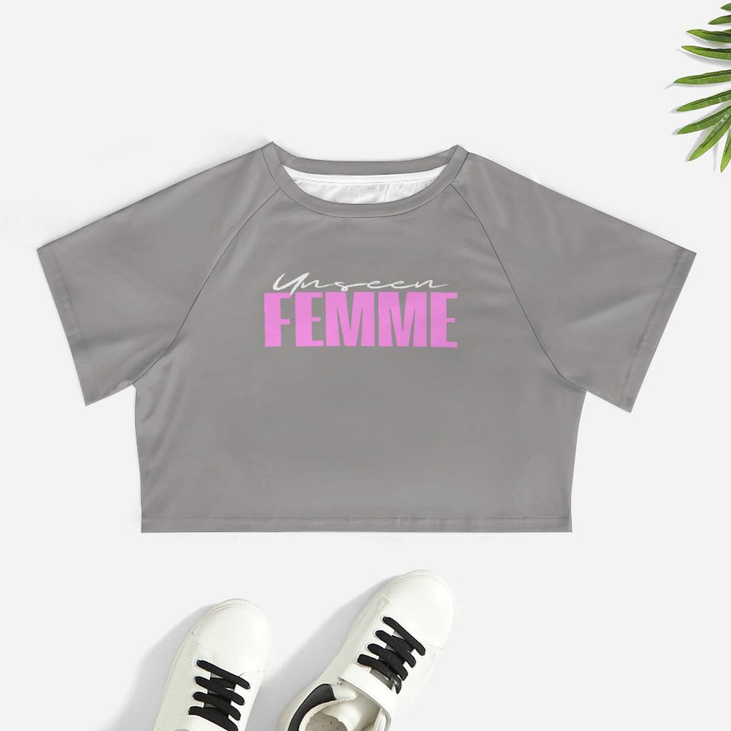 Unseen Femme Cropped Gray/Pink Tee