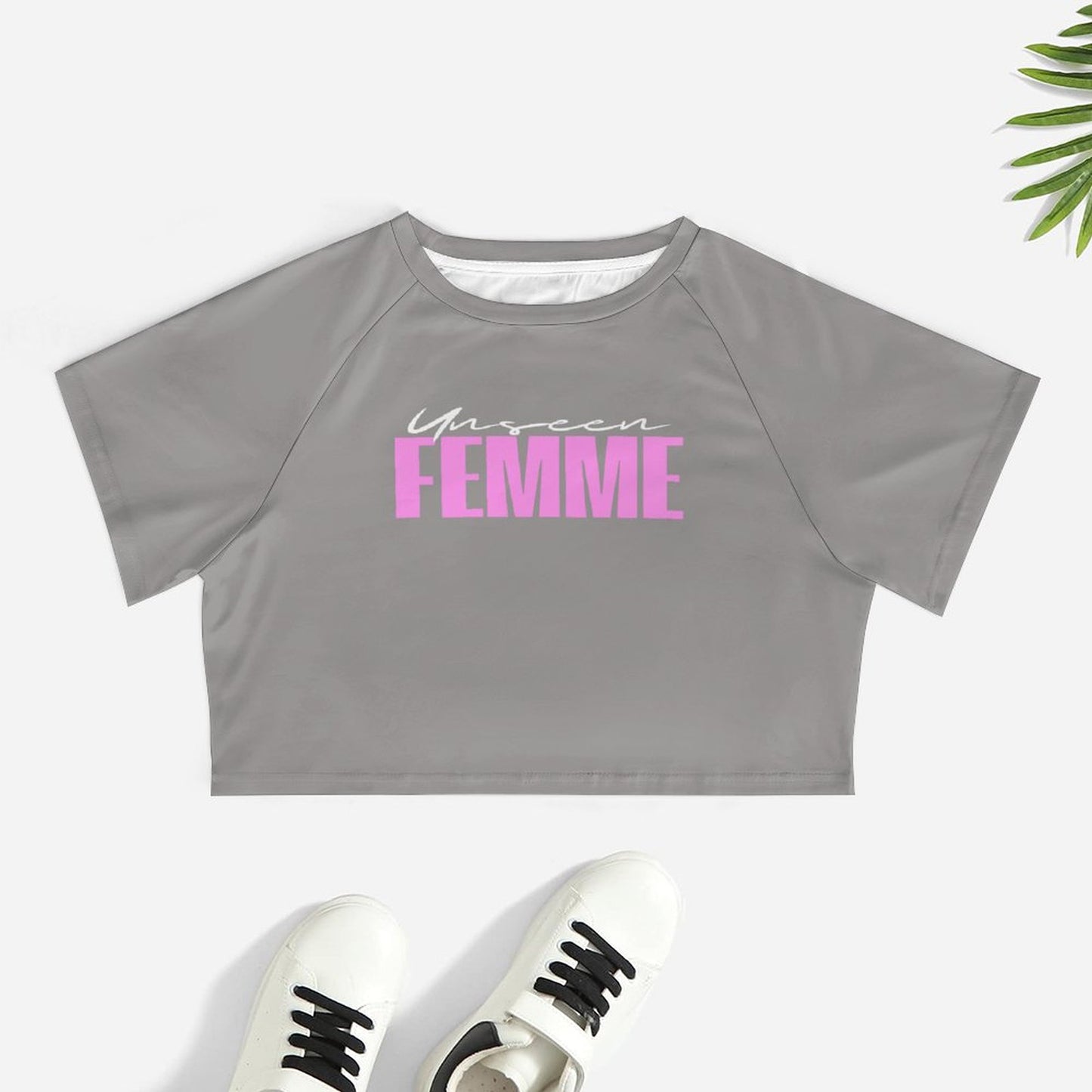 Unseen Femme Cropped Gray/Pink Tee