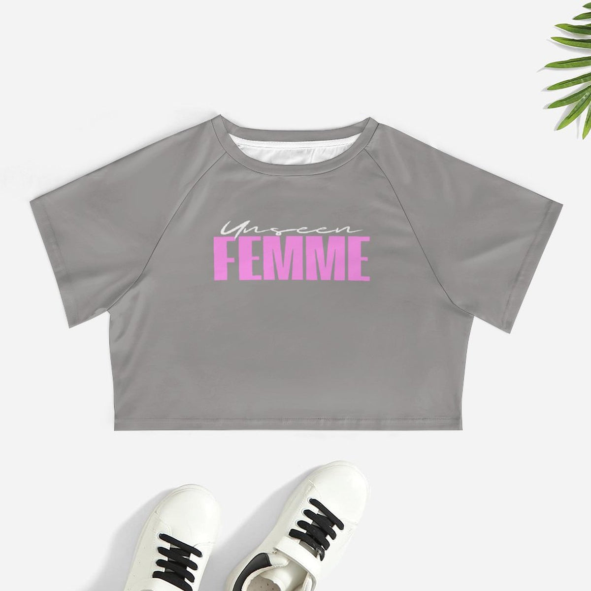 Unseen Femme Cropped Gray/Pink Tee