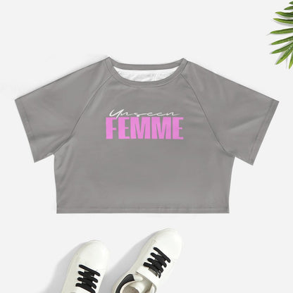 Unseen Femme Cropped Gray/Pink Tee