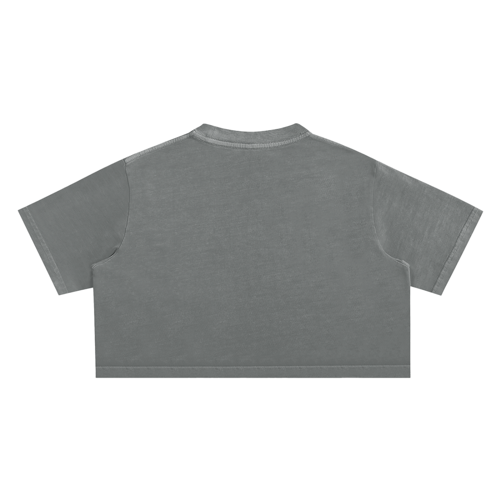LIFE IS TOO SHORT Snow Washed Crop Top