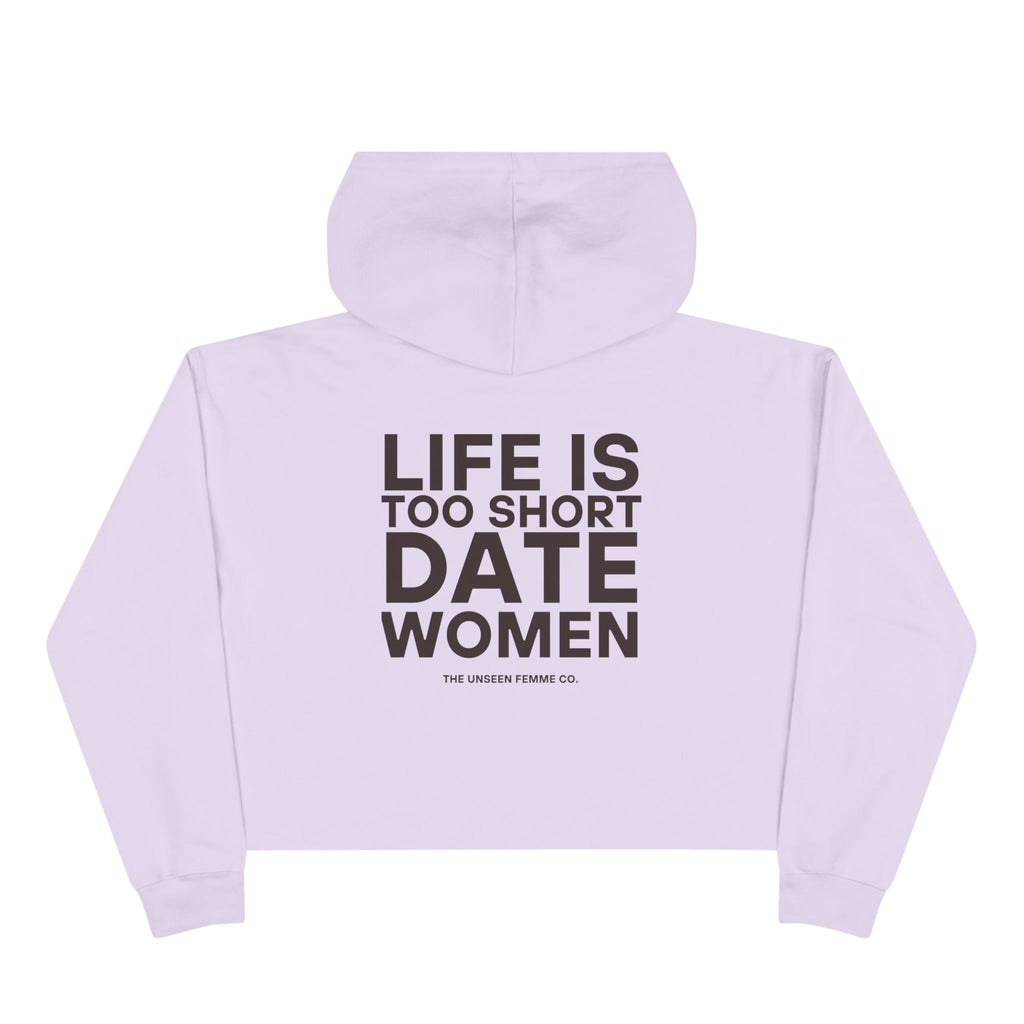 Life is Short Date Women Crop Hoodie - Trendy Women's Apparel