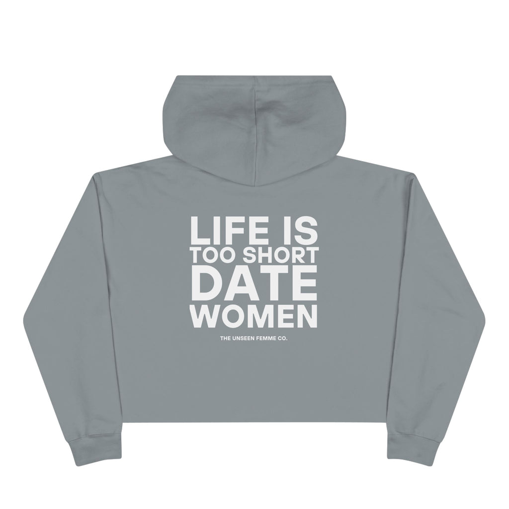 Life is Short Date Women Crop Hoodie - Trendy Women's Apparel
