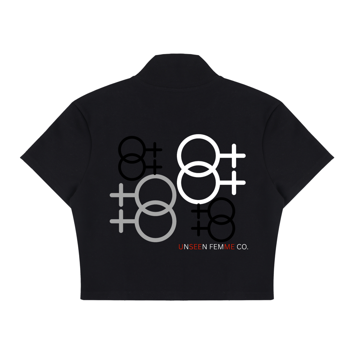 UNSEEN FEMME CO. Women's Cropped Full Zip Short Sleeve T-Shirt