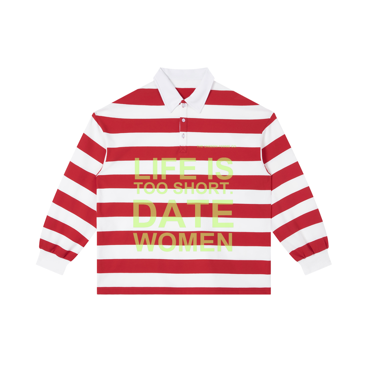 LIFE IS TOO SHORT DATE WOMEN Stripe Polo Shirt