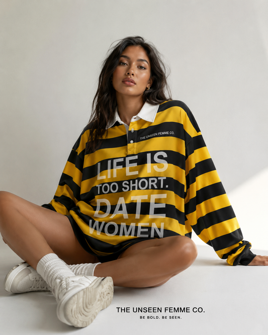LIFE IS TOO SHORT DATE WOMEN Stripe Polo Shirt