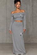 UNSEEN FEMME Women's Off-the-Shoulder Bell Sleeve Crop T-Shirt & Maxi Skirt