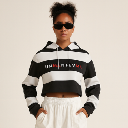 UNSEEN FEMME STRIPE Crop Top Pullover Hoodie