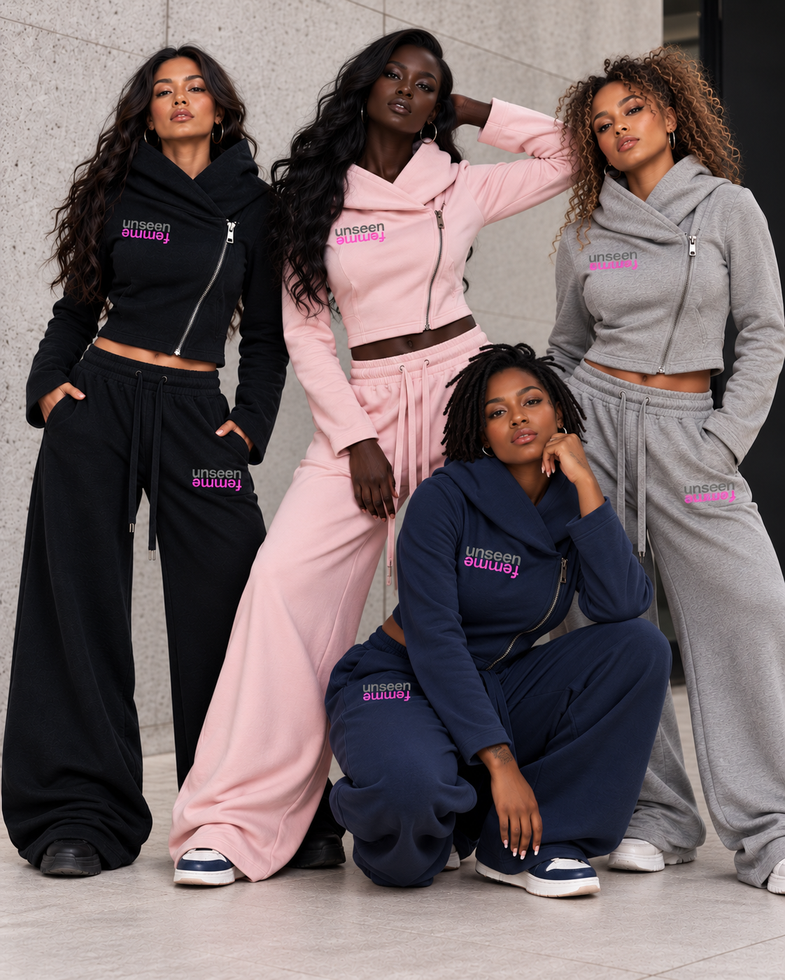 Unseen Femme Premium Bell Sleeve Full Zip Hoodie & Flare Pants