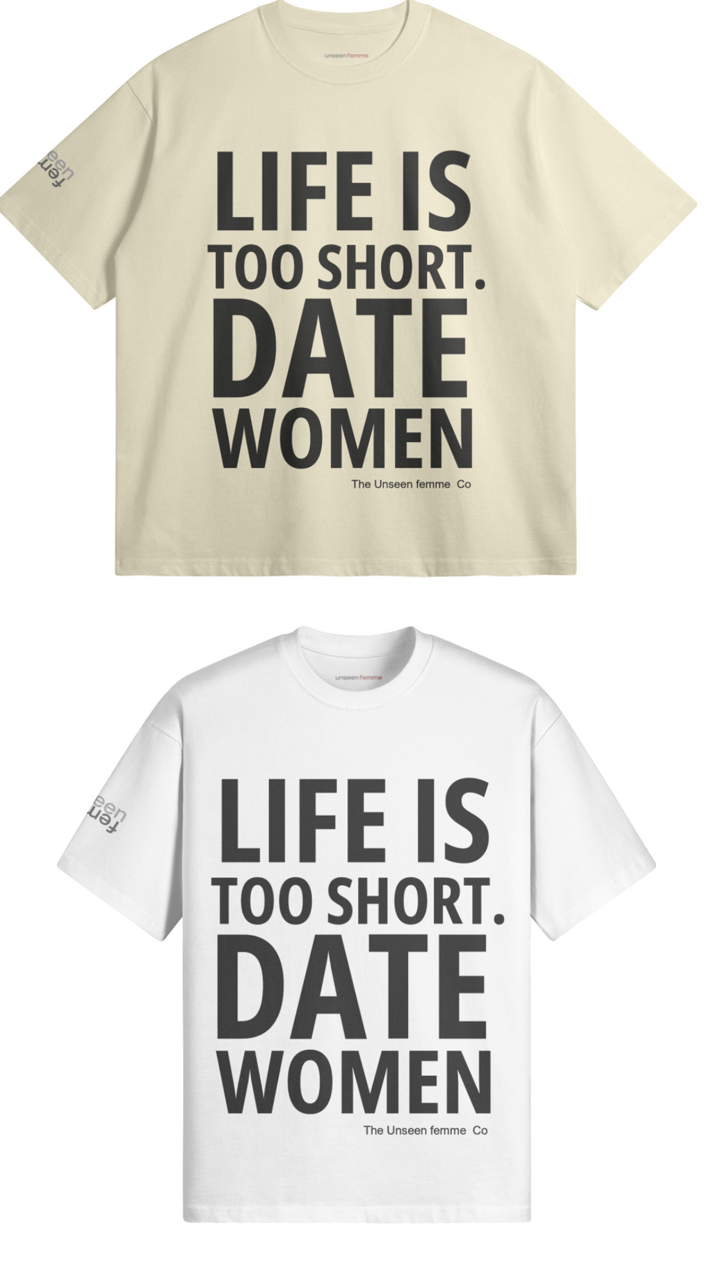 LIFE IS SHORT DATE WOMEN OVER SIZED  TEE SHIRT