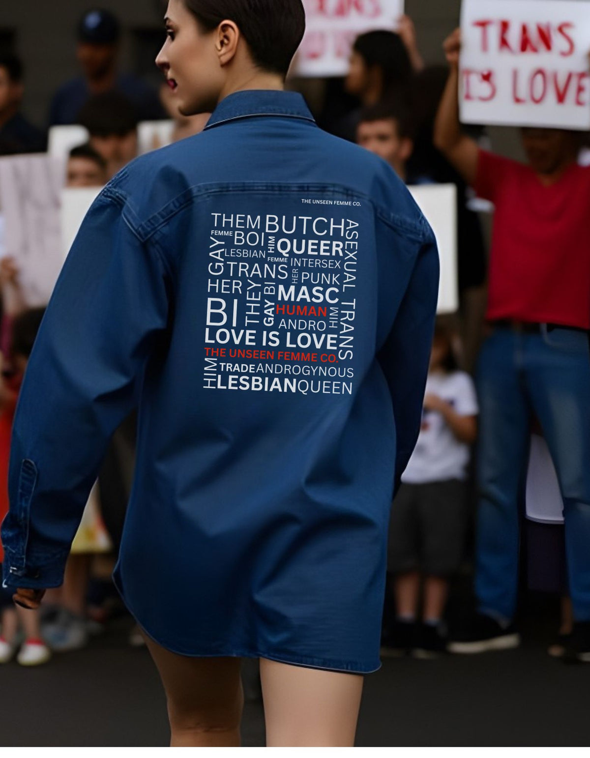 LGBTQIA - UNISEX WORDS! Long Sleeve Denim Shirt
