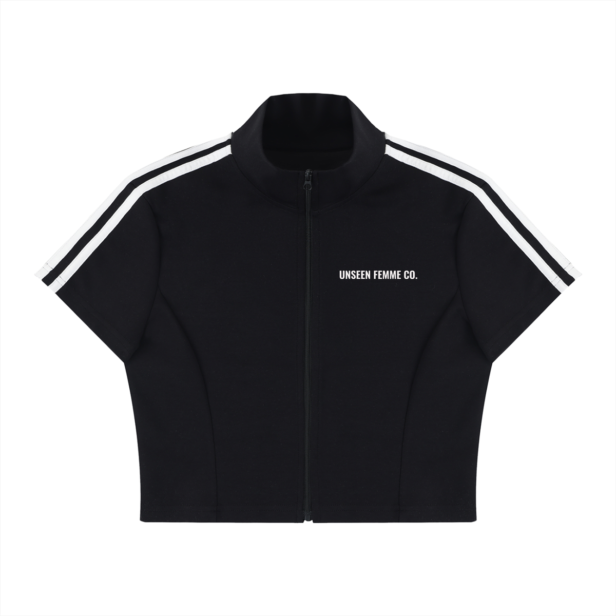 UNSEEN FEMME CO. Women's Cropped Full Zip Short Sleeve T-Shirt