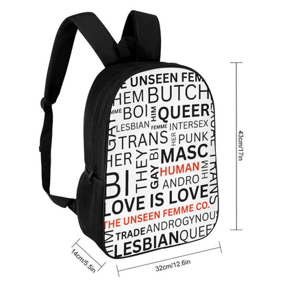 Gay Words 17 inch White & Black BackPack