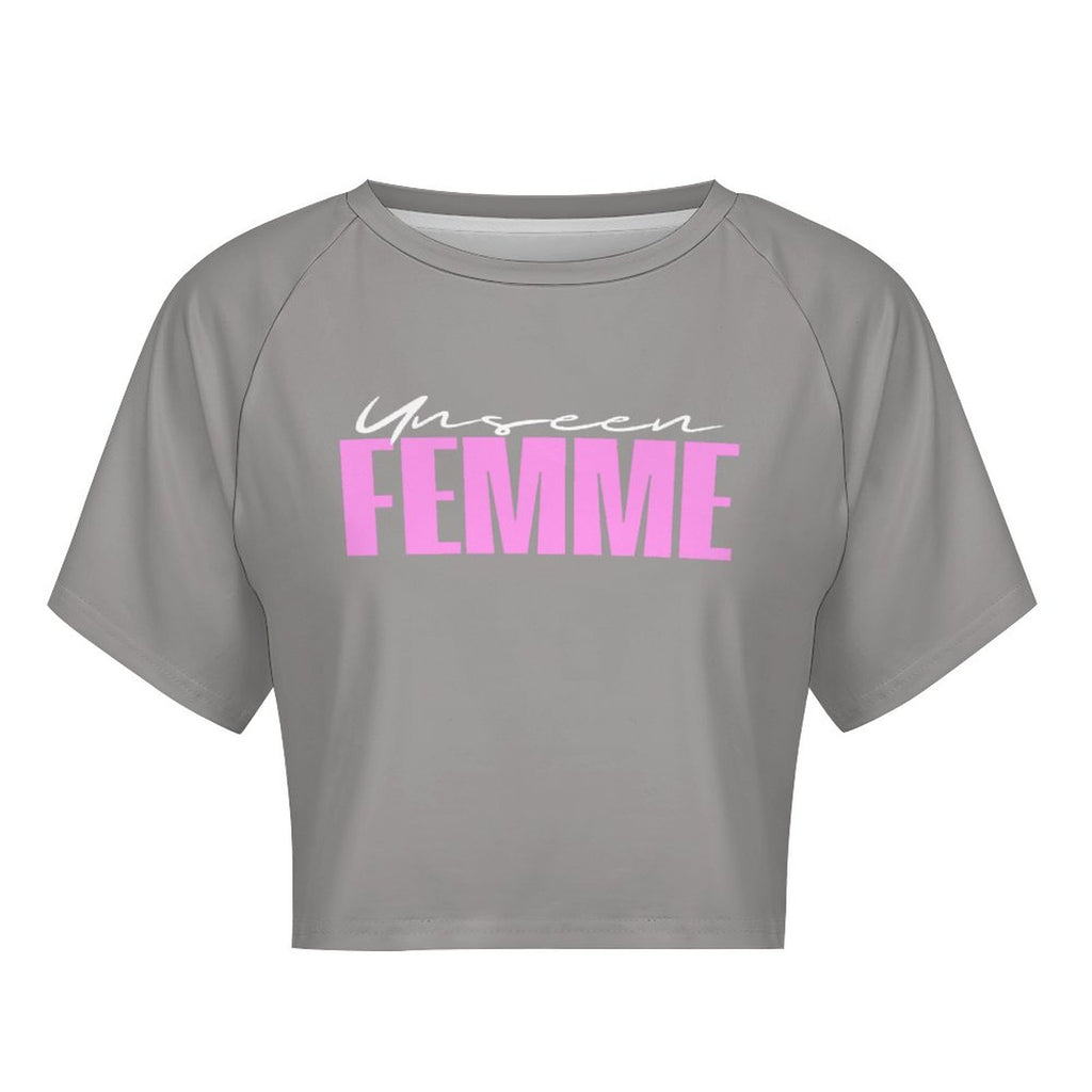 Unseen Femme Cropped Gray/Pink Tee
