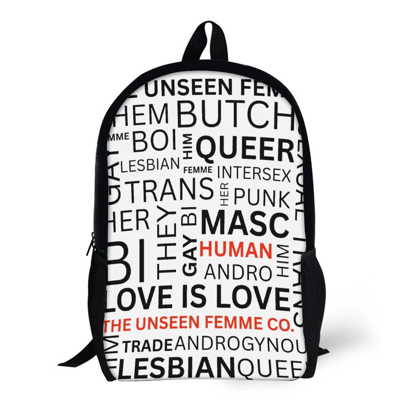 Gay Words 17 inch White & Black BackPack
