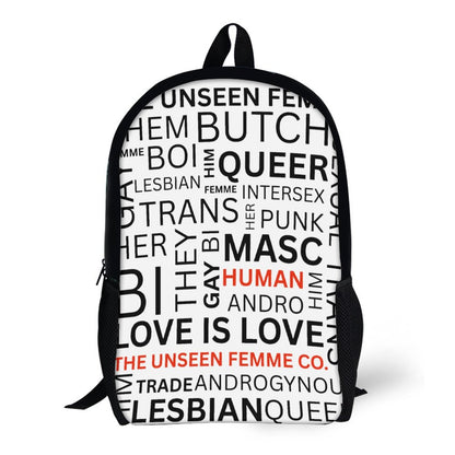 Gay Words 17 inch White & Black BackPack