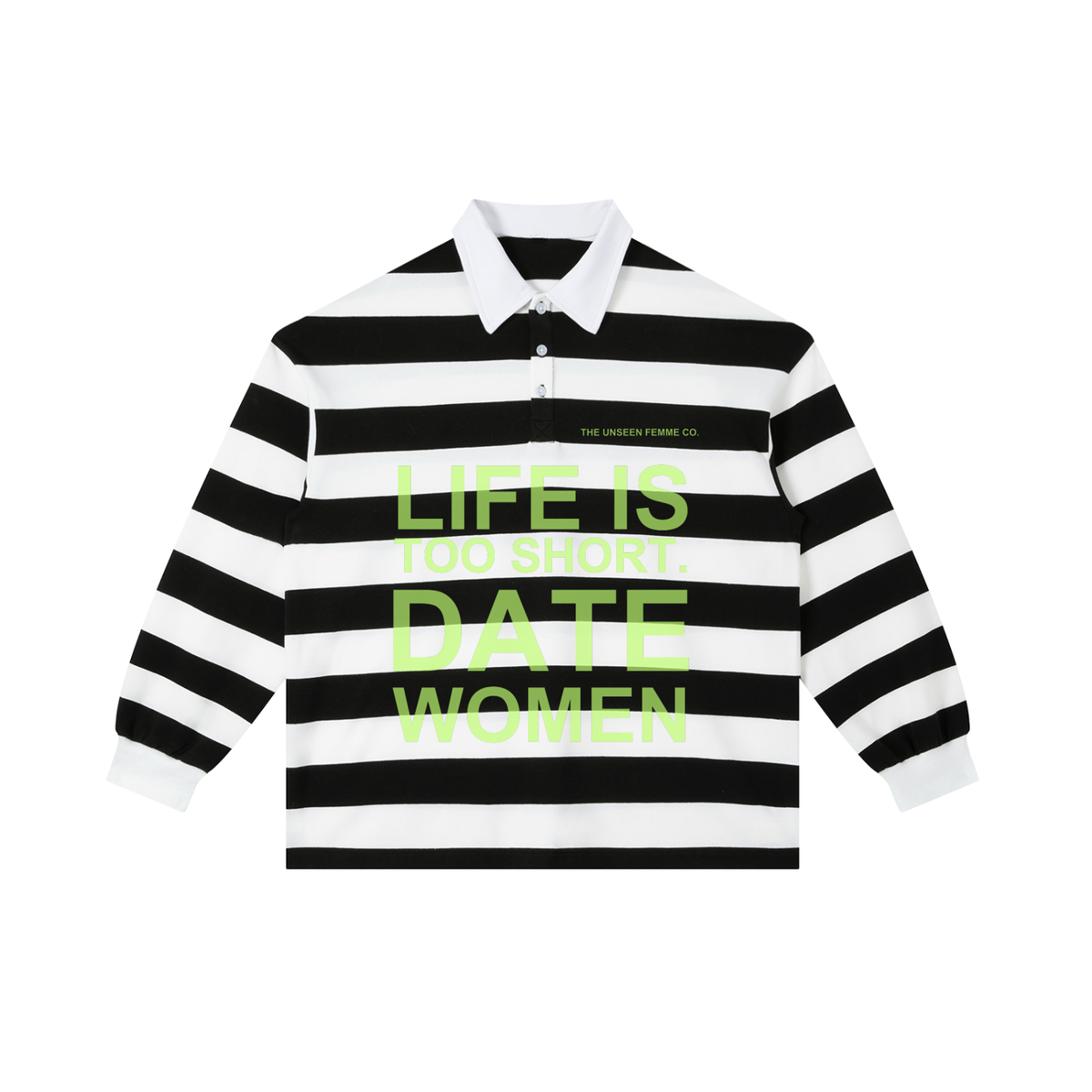 LIFE IS TOO SHORT DATE WOMEN Stripe Polo Shirt